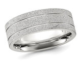 Men's Stainless Steel Polished Laser-cut Grooved Band Ring (8mm)
